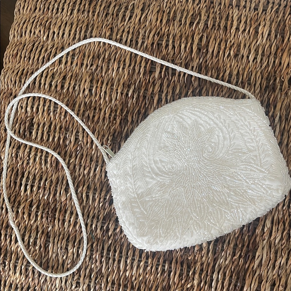 Carla Marchi Beaded Ivory Evening Wedding Bag